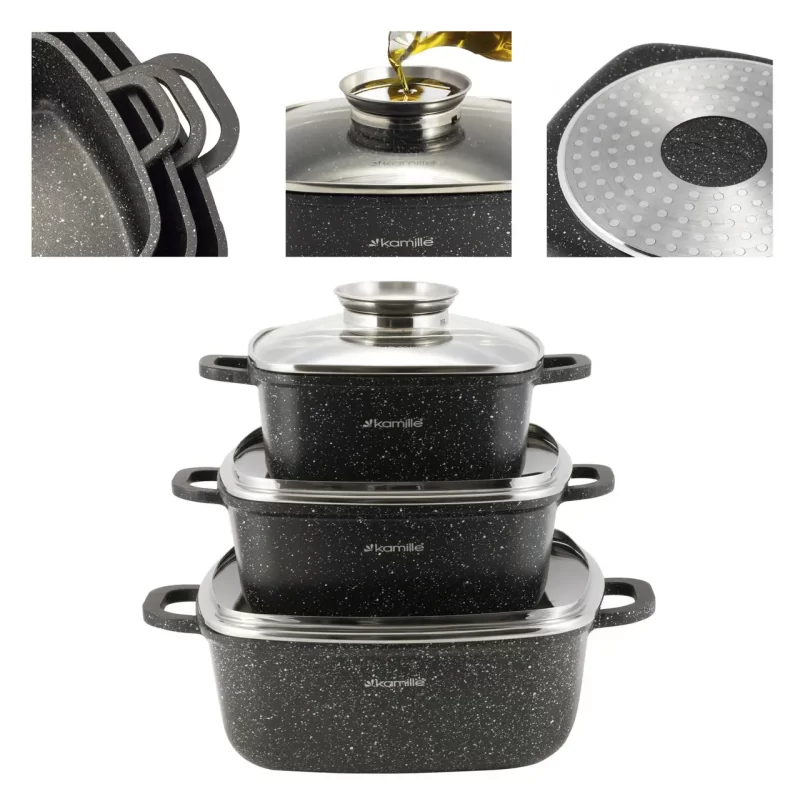 Комплект мраморни съдове за готвене Kamille KM-4435