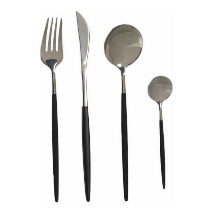 комплект прибори за хранене Premium Black&Silver
