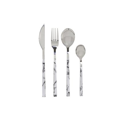 Комплект прибори за хранене Premium MarbleWhite&Silver,