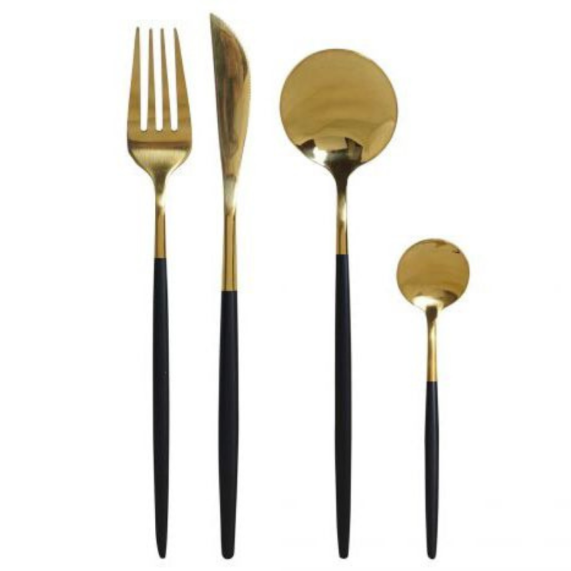 комплект прибори за хранене Premium Black&Gold